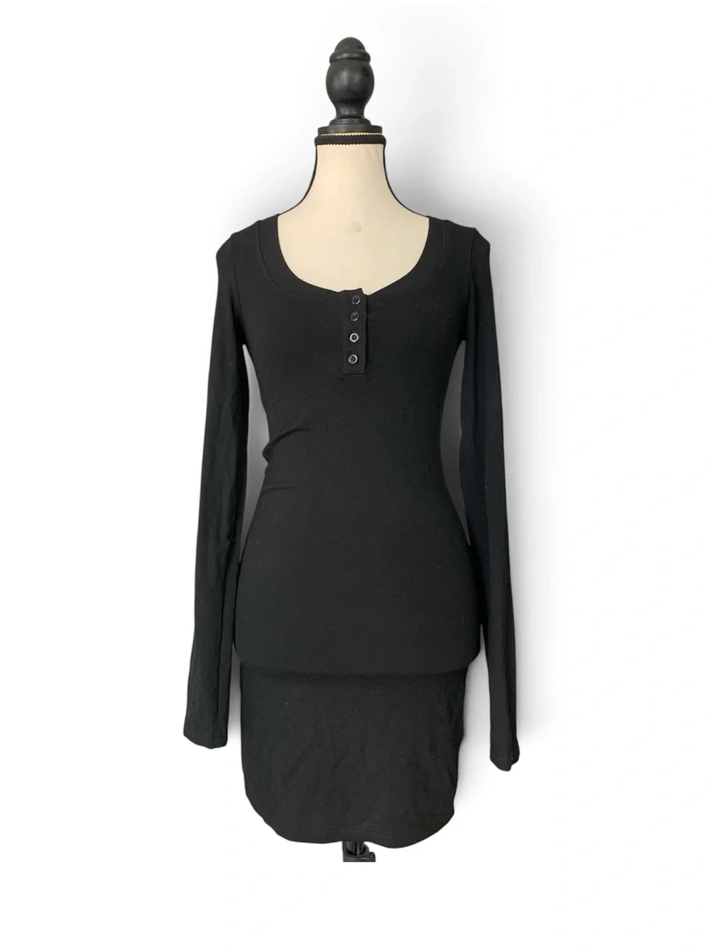 Black Long Sleeve Mini Dress